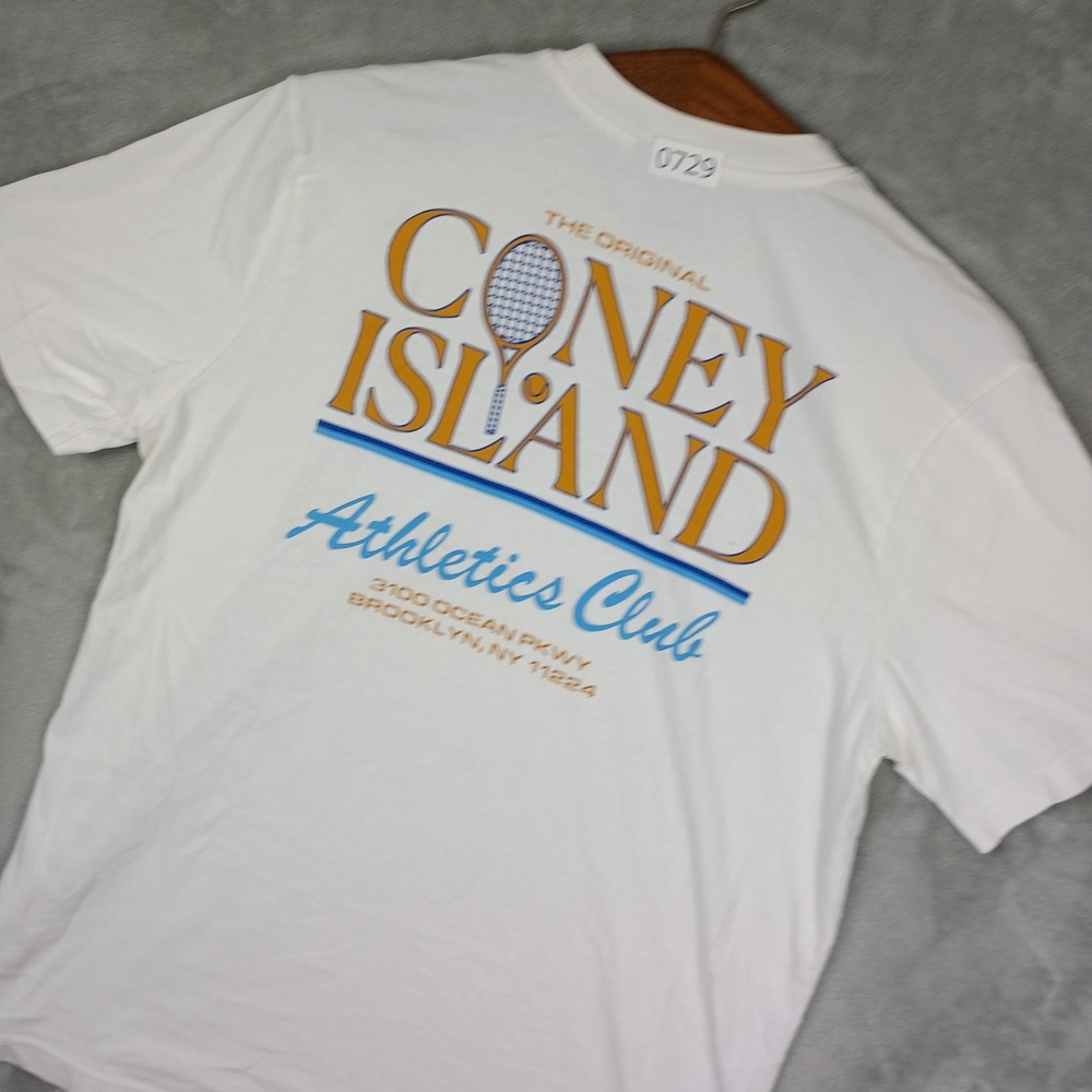 Coney Island Picnic T-Shirt Mens Medium White Athletics Club Organic Cotton Tee